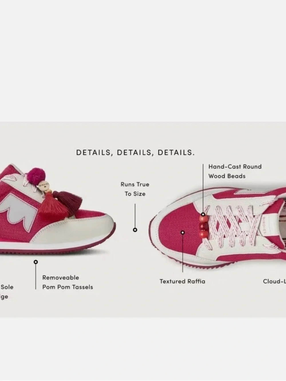 Birdies x21 Seeds limited edition Women's Pink & White Tassel Sneakers
